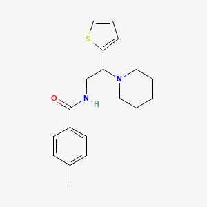 molecular formula C19H24N2OS B11324424 4-methyl-N-[2-(piperidin-1-yl)-2-(thiophen-2-yl)ethyl]benzamide 