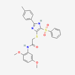 molecular formula C26H25N3O5S2 B11324434 N-(2,5-dimethoxyphenyl)-2-{[2-(4-methylphenyl)-4-(phenylsulfonyl)-1H-imidazol-5-yl]sulfanyl}acetamide 