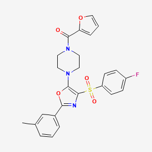 (4-{4-[(4-Fluorophenyl)sulfonyl]-2-(3-methylphenyl)-1,3-oxazol-5-yl}piperazin-1-yl)(furan-2-yl)methanone