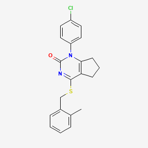 molecular formula C21H19ClN2OS B11324464 1-(4-chlorophenyl)-4-[(2-methylbenzyl)sulfanyl]-1,5,6,7-tetrahydro-2H-cyclopenta[d]pyrimidin-2-one 