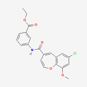 molecular formula C21H18ClNO5 B11324482 Ethyl 3-{[(7-chloro-9-methoxy-1-benzoxepin-4-yl)carbonyl]amino}benzoate 