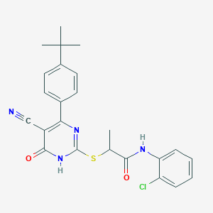 molecular formula C24H23ClN4O2S B11324488 2-{[4-(4-Tert-butylphenyl)-5-cyano-6-oxo-1,6-dihydropyrimidin-2-YL]sulfanyl}-N-(2-chlorophenyl)propanamide 