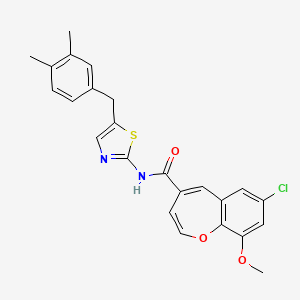 molecular formula C24H21ClN2O3S B11324490 7-chloro-N-[5-(3,4-dimethylbenzyl)-1,3-thiazol-2-yl]-9-methoxy-1-benzoxepine-4-carboxamide 