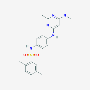 molecular formula C22H27N5O2S B11324510 N-(4-((6-(dimethylamino)-2-methylpyrimidin-4-yl)amino)phenyl)-2,4,5-trimethylbenzenesulfonamide 