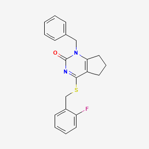 1-benzyl-4-[(2-fluorobenzyl)sulfanyl]-1,5,6,7-tetrahydro-2H-cyclopenta[d]pyrimidin-2-one