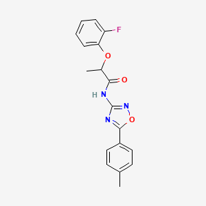 molecular formula C18H16FN3O3 B11324586 2-(2-fluorophenoxy)-N-[5-(4-methylphenyl)-1,2,4-oxadiazol-3-yl]propanamide 