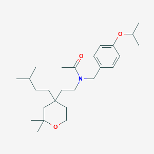 molecular formula C26H43NO3 B11324594 N-{2-[2,2-Dimethyl-4-(3-methylbutyl)oxan-4-YL]ethyl}-N-{[4-(propan-2-yloxy)phenyl]methyl}acetamide 