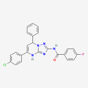 molecular formula C24H17ClFN5O B11324611 N-[5-(4-chlorophenyl)-7-phenyl-3,7-dihydro[1,2,4]triazolo[1,5-a]pyrimidin-2-yl]-4-fluorobenzamide 