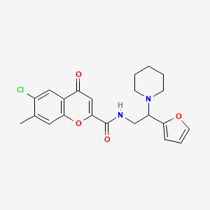 molecular formula C22H23ClN2O4 B11324665 6-chloro-N-[2-(furan-2-yl)-2-(piperidin-1-yl)ethyl]-7-methyl-4-oxo-4H-chromene-2-carboxamide 