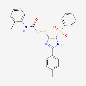 molecular formula C25H23N3O3S2 B11324688 N-(2-methylphenyl)-2-{[2-(4-methylphenyl)-4-(phenylsulfonyl)-1H-imidazol-5-yl]sulfanyl}acetamide 