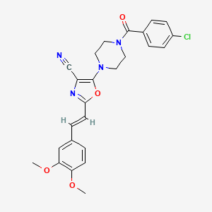 5-{4-[(4-chlorophenyl)carbonyl]piperazin-1-yl}-2-[(E)-2-(3,4-dimethoxyphenyl)ethenyl]-1,3-oxazole-4-carbonitrile