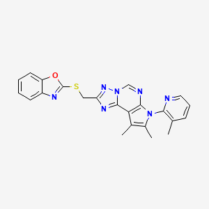 2-[(1,3-benzoxazol-2-ylsulfanyl)methyl]-8,9-dimethyl-7-(3-methylpyridin-2-yl)-7H-pyrrolo[3,2-e][1,2,4]triazolo[1,5-c]pyrimidine