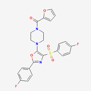 (4-{2-(4-Fluorophenyl)-4-[(4-fluorophenyl)sulfonyl]-1,3-oxazol-5-yl}piperazin-1-yl)(furan-2-yl)methanone