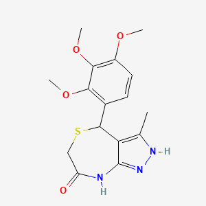 molecular formula C16H19N3O4S B11324915 3-methyl-4-(2,3,4-trimethoxyphenyl)-4,6-dihydro-1H-pyrazolo[3,4-e][1,4]thiazepin-7-ol 