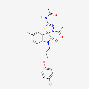 N-{3'-acetyl-1-[3-(4-chlorophenoxy)propyl]-5-methyl-2-oxo-1,2-dihydro-3'H-spiro[indole-3,2'-[1,3,4]thiadiazol]-5'-yl}acetamide