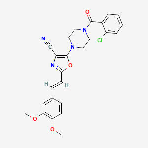 molecular formula C25H23ClN4O4 B11324993 5-{4-[(2-chlorophenyl)carbonyl]piperazin-1-yl}-2-[(E)-2-(3,4-dimethoxyphenyl)ethenyl]-1,3-oxazole-4-carbonitrile 