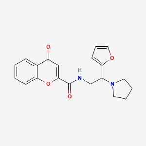 molecular formula C20H20N2O4 B11325003 N-[2-(furan-2-yl)-2-(pyrrolidin-1-yl)ethyl]-4-oxo-4H-chromene-2-carboxamide 