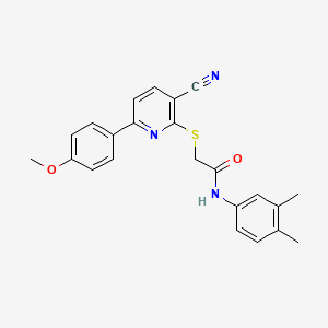 2-{[3-cyano-6-(4-methoxyphenyl)pyridin-2-yl]sulfanyl}-N-(3,4-dimethylphenyl)acetamide