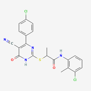 N-(3-Chloro-2-methylphenyl)-2-{[4-(4-chlorophenyl)-5-cyano-6-oxo-1,6-dihydropyrimidin-2-YL]sulfanyl}propanamide