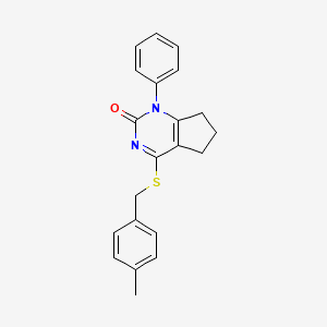 molecular formula C21H20N2OS B11325141 4-[(4-methylbenzyl)sulfanyl]-1-phenyl-1,5,6,7-tetrahydro-2H-cyclopenta[d]pyrimidin-2-one 