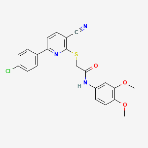 molecular formula C22H18ClN3O3S B11325152 2-{[6-(4-chlorophenyl)-3-cyanopyridin-2-yl]sulfanyl}-N-(3,4-dimethoxyphenyl)acetamide 