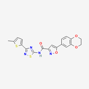 5-(2,3-dihydro-1,4-benzodioxin-6-yl)-N-[3-(5-methylthiophen-2-yl)-1,2,4-thiadiazol-5-yl]-1,2-oxazole-3-carboxamide