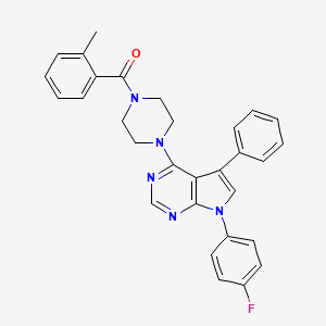 {4-[7-(4-fluorophenyl)-5-phenyl-7H-pyrrolo[2,3-d]pyrimidin-4-yl]piperazin-1-yl}(2-methylphenyl)methanone