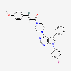 molecular formula C32H28FN5O2 B11325239 (2E)-1-{4-[7-(4-fluorophenyl)-5-phenyl-7H-pyrrolo[2,3-d]pyrimidin-4-yl]piperazin-1-yl}-3-(4-methoxyphenyl)prop-2-en-1-one 