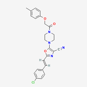 molecular formula C25H23ClN4O3 B11325247 2-[(E)-2-(4-chlorophenyl)ethenyl]-5-{4-[(4-methylphenoxy)acetyl]piperazin-1-yl}-1,3-oxazole-4-carbonitrile 