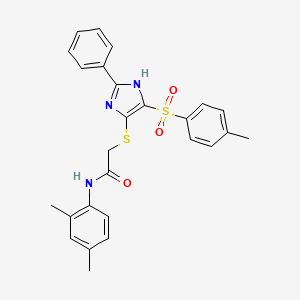 molecular formula C26H25N3O3S2 B11325279 N-(2,4-dimethylphenyl)-2-({4-[(4-methylphenyl)sulfonyl]-2-phenyl-1H-imidazol-5-yl}sulfanyl)acetamide 