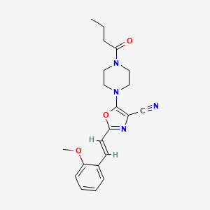 molecular formula C21H24N4O3 B11325295 5-(4-butanoylpiperazin-1-yl)-2-[(E)-2-(2-methoxyphenyl)ethenyl]-1,3-oxazole-4-carbonitrile 