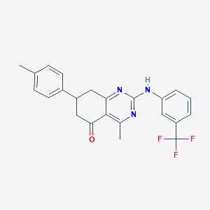 molecular formula C23H20F3N3O B11325335 4-methyl-7-(4-methylphenyl)-2-{[3-(trifluoromethyl)phenyl]amino}-7,8-dihydroquinazolin-5(6H)-one 