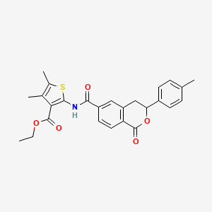 molecular formula C26H25NO5S B11325407 ethyl 4,5-dimethyl-2-({[3-(4-methylphenyl)-1-oxo-3,4-dihydro-1H-isochromen-6-yl]carbonyl}amino)thiophene-3-carboxylate 