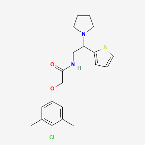 2-(4-chloro-3,5-dimethylphenoxy)-N-[2-(pyrrolidin-1-yl)-2-(thiophen-2-yl)ethyl]acetamide