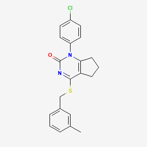 molecular formula C21H19ClN2OS B11325423 1-(4-chlorophenyl)-4-[(3-methylbenzyl)sulfanyl]-1,5,6,7-tetrahydro-2H-cyclopenta[d]pyrimidin-2-one 