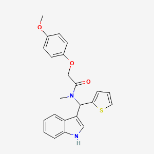 molecular formula C23H22N2O3S B11325425 N-[1H-indol-3-yl(thiophen-2-yl)methyl]-2-(4-methoxyphenoxy)-N-methylacetamide 