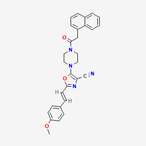 2-[(E)-2-(4-methoxyphenyl)ethenyl]-5-[4-(naphthalen-1-ylacetyl)piperazin-1-yl]-1,3-oxazole-4-carbonitrile