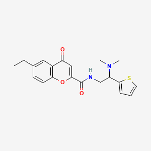 molecular formula C20H22N2O3S B11325450 N-[2-(dimethylamino)-2-(thiophen-2-yl)ethyl]-6-ethyl-4-oxo-4H-chromene-2-carboxamide 