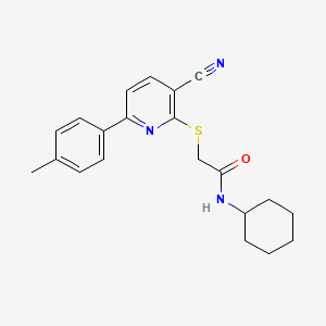 2-{[3-cyano-6-(4-methylphenyl)pyridin-2-yl]sulfanyl}-N-cyclohexylacetamide