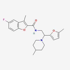 molecular formula C23H27FN2O3 B11325602 5-fluoro-3-methyl-N-[2-(5-methylfuran-2-yl)-2-(4-methylpiperidin-1-yl)ethyl]-1-benzofuran-2-carboxamide 