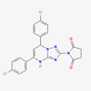 molecular formula C21H15Cl2N5O2 B11325635 2,5-Pyrrolidinedione, 1-(5,7-bis(4-chlorophenyl)-1,7-dihydro(1,2,4)triazolo(1,5-a)pyrimidin-2-yl)- CAS No. 171088-79-2