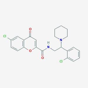 6-chloro-N-[2-(2-chlorophenyl)-2-(piperidin-1-yl)ethyl]-4-oxo-4H-chromene-2-carboxamide