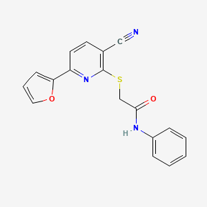 2-{[3-cyano-6-(furan-2-yl)pyridin-2-yl]sulfanyl}-N-phenylacetamide