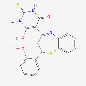 (5Z)-5-[2-(2-methoxyphenyl)-2,3-dihydro-1,5-benzothiazepin-4(5H)-ylidene]-1-methyl-2-sulfanylpyrimidine-4,6(1H,5H)-dione