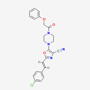 2-[(E)-2-(4-chlorophenyl)ethenyl]-5-[4-(phenoxyacetyl)piperazin-1-yl]-1,3-oxazole-4-carbonitrile