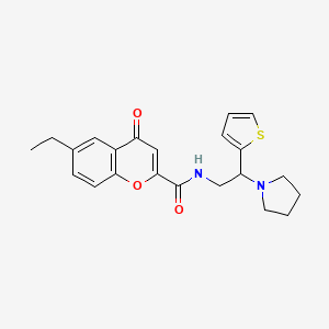 6-ethyl-4-oxo-N-[2-(pyrrolidin-1-yl)-2-(thiophen-2-yl)ethyl]-4H-chromene-2-carboxamide