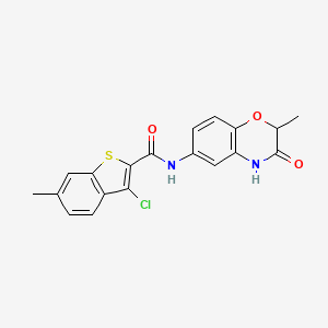 molecular formula C19H15ClN2O3S B11326144 3-chloro-6-methyl-N-(2-methyl-3-oxo-3,4-dihydro-2H-1,4-benzoxazin-6-yl)-1-benzothiophene-2-carboxamide 