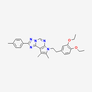 molecular formula C28H31N5O2 B11326147 4-{2-[8,9-Dimethyl-2-(4-methylphenyl)-7H-pyrrolo[3,2-E][1,2,4]triazolo[1,5-C]pyrimidin-7-YL]ethyl}-2-ethoxyphenyl ethyl ether 