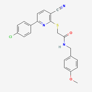 2-{[6-(4-chlorophenyl)-3-cyanopyridin-2-yl]sulfanyl}-N-(4-methoxybenzyl)acetamide