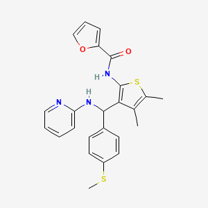 molecular formula C24H23N3O2S2 B11326173 N-(4,5-dimethyl-3-{[4-(methylsulfanyl)phenyl](pyridin-2-ylamino)methyl}thiophen-2-yl)furan-2-carboxamide 